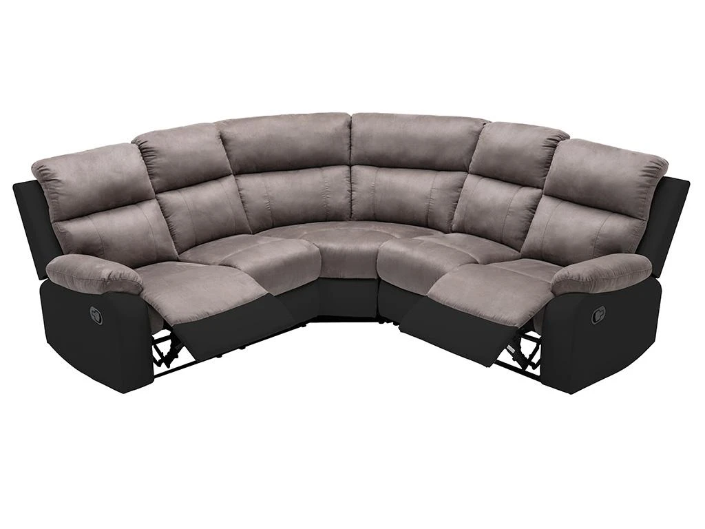 Canapé D'angle Relax Gris Et Noir En Microfibre Et Simili TOLZANO 8 Canapé D'angle Relax Gris Et Noir En Microfibre Et Simili TOLZANO – Image 8