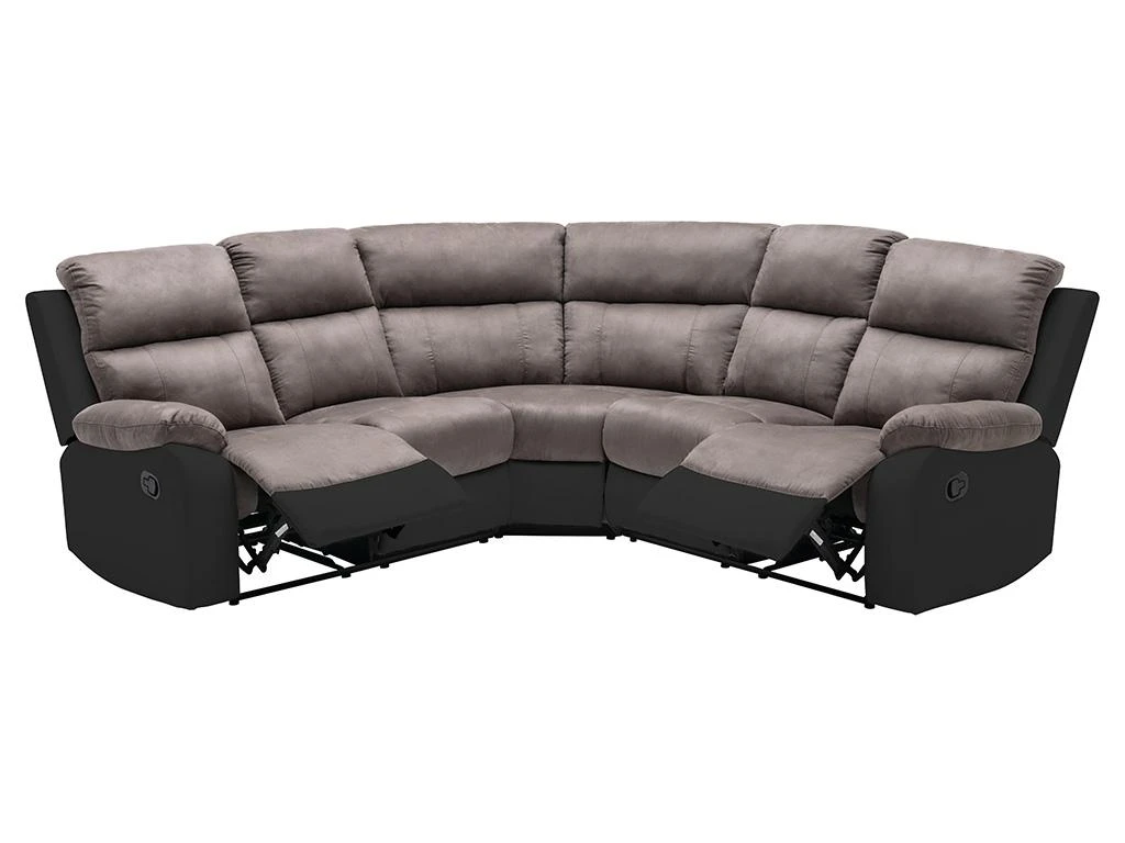 Canapé D'angle Relax Gris Et Noir En Microfibre Et Simili TOLZANO 7 Canapé D'angle Relax Gris Et Noir En Microfibre Et Simili TOLZANO – Image 7