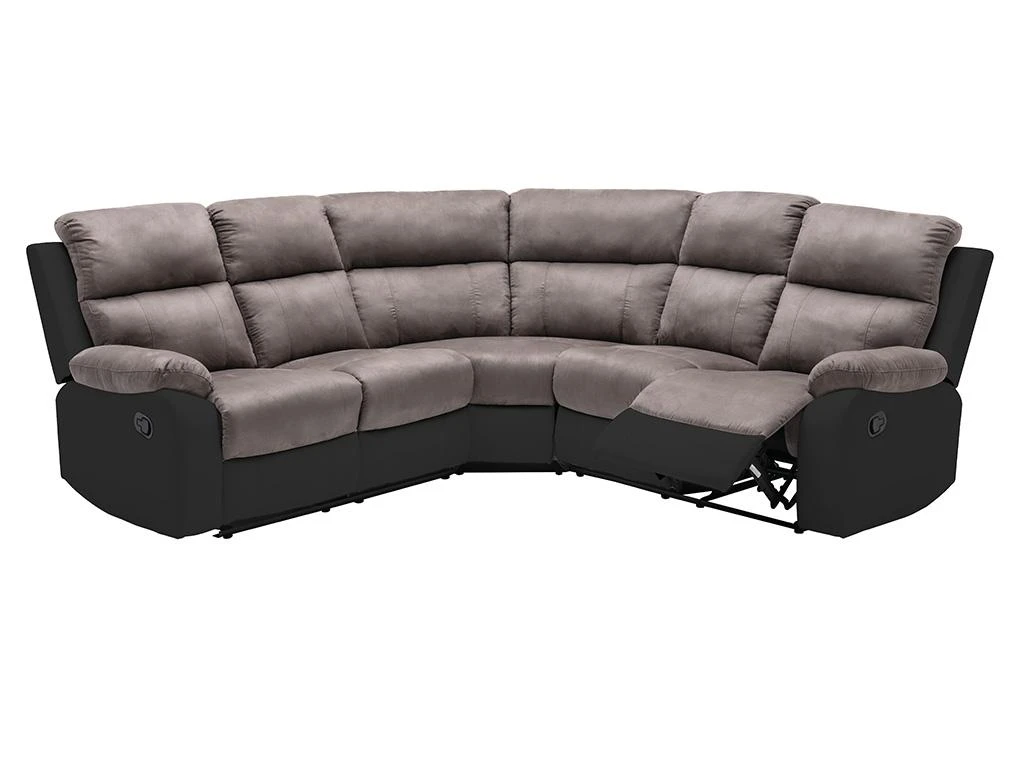 Canapé D'angle Relax Gris Et Noir En Microfibre Et Simili TOLZANO 6 Canapé D'angle Relax Gris Et Noir En Microfibre Et Simili TOLZANO – Image 6