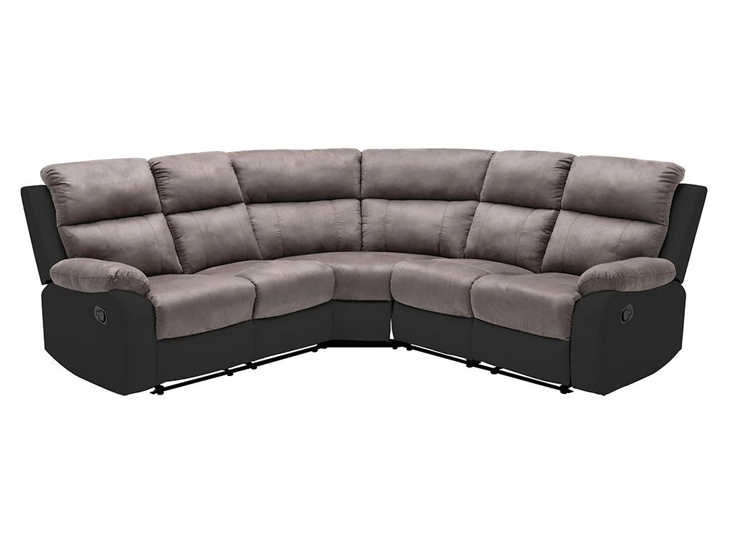 Canapé D'angle Relax Gris Et Noir En Microfibre Et Simili TOLZANO 2 Canapé D'angle Relax Gris Et Noir En Microfibre Et Simili TOLZANO – Image 2