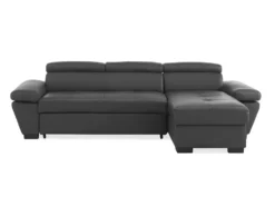 Canapé D'angle Convertible En Cuir JONOVA - Anthracite - Angle Droit -Canapé Soldes Boutique canape 503485