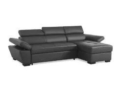 Canapé D'angle Convertible En Cuir JONOVA - Anthracite - Angle Droit -Canapé Soldes Boutique canape 503487