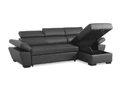 Canapé D'angle Convertible En Cuir JONOVA - Anthracite - Angle Droit -Canapé Soldes Boutique canape 503489