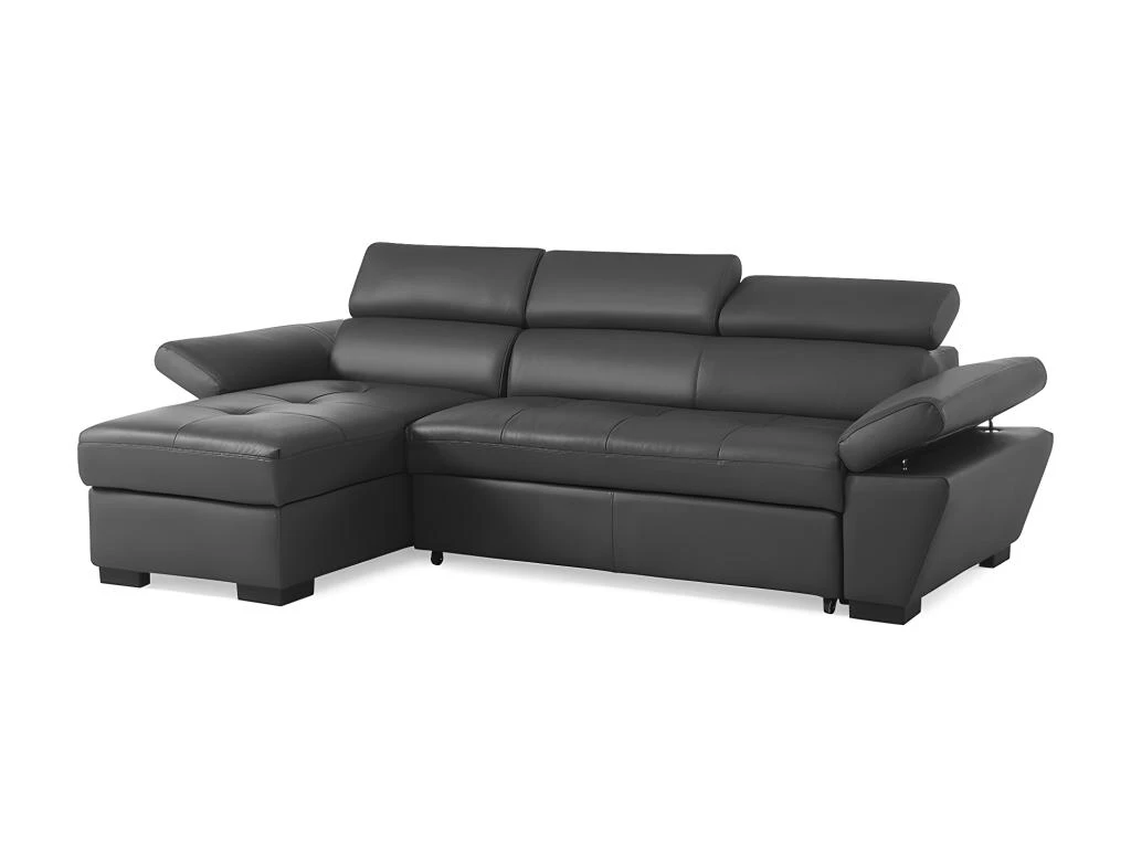 Canapé D'angle Convertible En Cuir JONOVA - Anthracite - Angle Gauche 6 Canapé D'angle Convertible En Cuir JONOVA - Anthracite - Angle Gauche – Image 6