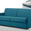 Canapé 3 Places Convertible Express En Tissu CALIFE - Turquoise - Couchage à Lattes Larges 140 Cm - Matelas 14 Cm