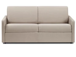 Canapé 3 Places Convertible Express En Tissu CALIFE - Beige - Couchage à Lattes Larges 140 Cm - Matelas 14 Cm
