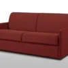 Canapé 3 Places Convertible Express En Tissu CALIFE - Rouge - Couchage à Lattes Larges 140 Cm - Matelas 18 Cm