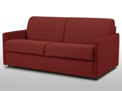 Canapé 3 Places Convertible Express En Tissu CALIFE - Rouge - Couchage à Lattes Larges 140 Cm - Matelas 18 Cm