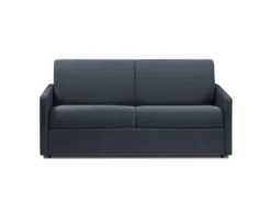 Canapé 3 Places Convertible Express En Tissu CALIFE - Bleu Foncé - Couchage à Lattes Larges 140 Cm - Matelas 18 Cm