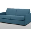 Canapé 3 Places Convertible Express En Tissu CALIFE - Turquoise - Couchage à Lattes Larges 140 Cm - Matelas 18 Cm