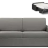 Canapé 3 Places Convertible Express En Tissu CALIFE - Gris Clair - Couchage à Lattes Larges 140 Cm - Matelas 18 Cm