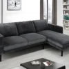 Canapé D'angle Droit En Velours Côtelé Anthracite MIKE
