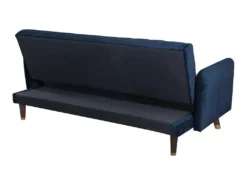 Canapé 3 Places Convertible Clic-clac En Velours JORIS - Bleu Nuit -Canapé Soldes Boutique canape 507369