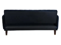 Canapé 3 Places Convertible Clic-clac En Velours JORIS - Bleu Nuit -Canapé Soldes Boutique canape 507371