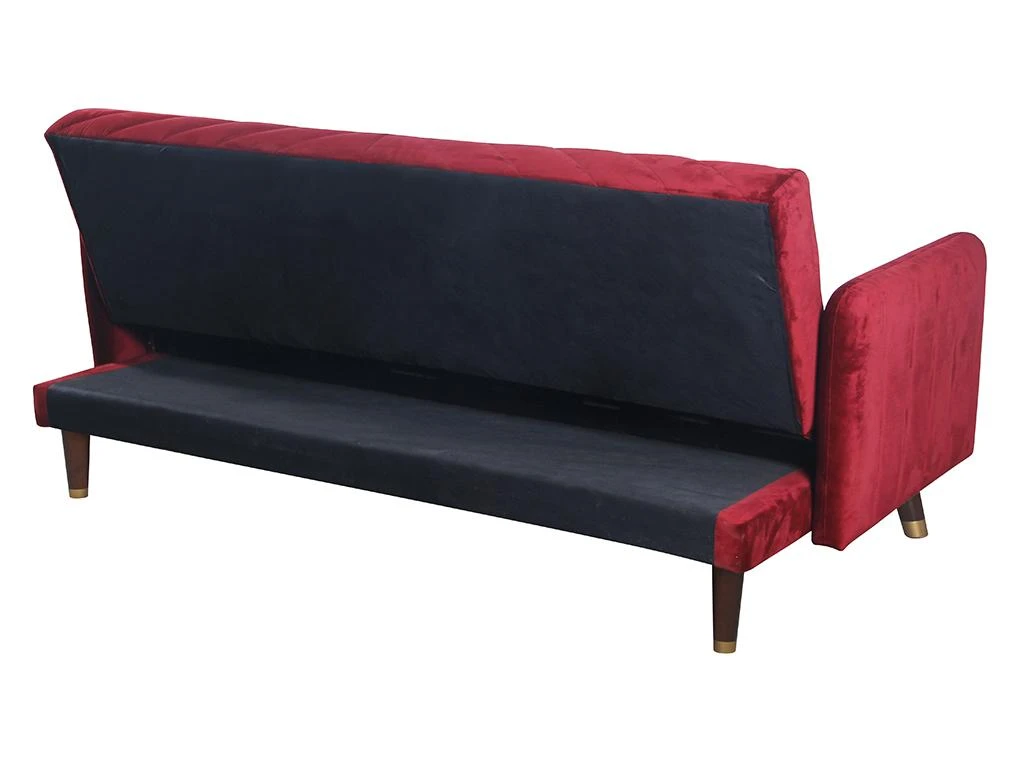 Canapé 3 Places Convertible Clic-clac En Velours JORIS - Rouge 9 Canapé 3 Places Convertible Clic-clac En Velours JORIS - Rouge – Image 9