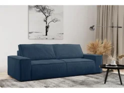 Canapé 4 Places Convertible En Velours Côtelé Bleu Marine AMELIA De Pascal Morabito