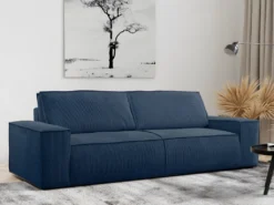 Canapé 4 Places Convertible En Velours Côtelé Bleu Marine AMELIA De Pascal Morabito -Canapé Soldes Boutique canape 507687