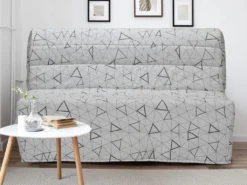 Canapé Convertible BZ COWBOY II 100% Coton Blanc Et Gris - Imprimé LOSANGE