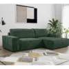 Canapé D'angle Convertible En Velours Côtelé Vert AMELIA De Pascal Morabito - Angle Droit