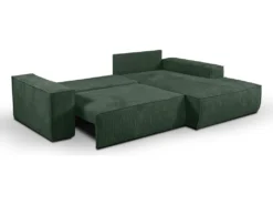 Canapé D'angle Convertible En Velours Côtelé Vert AMELIA De Pascal Morabito - Angle Droit -Canapé Soldes Boutique canape 508753