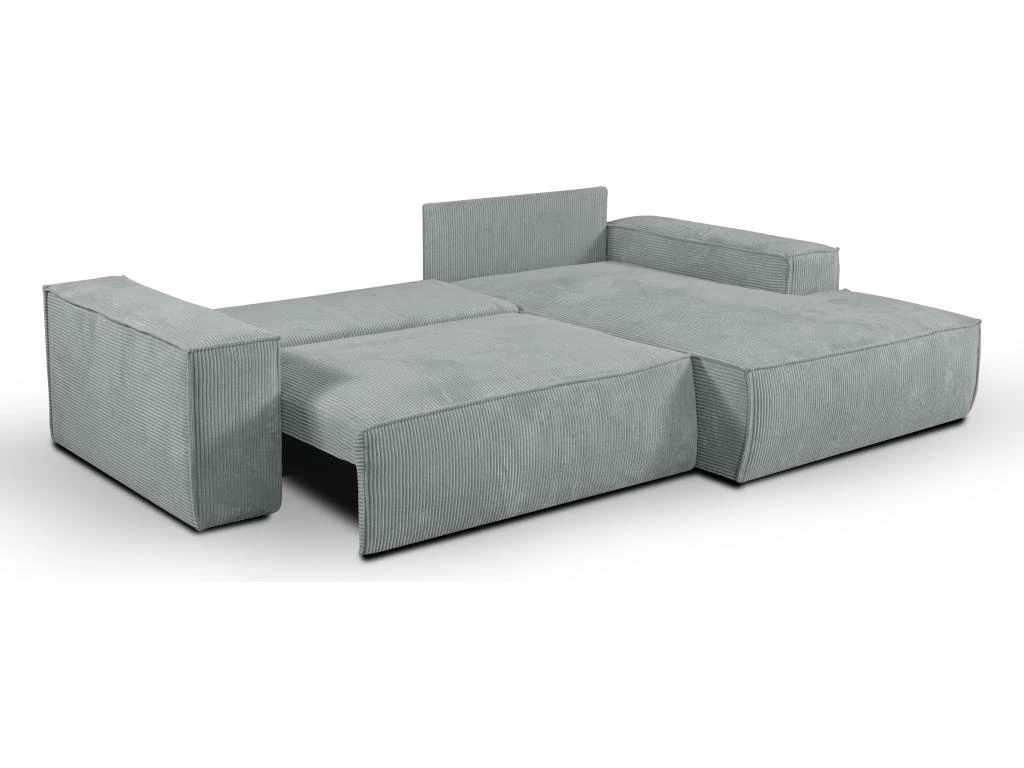 Canapé D'angle Convertible En Velours Côtelé Gris Clair AMELIA De Pascal Morabito - Angle Droit 3 Canapé D'angle Convertible En Velours Côtelé Gris Clair AMELIA De Pascal Morabito - Angle Droit – Image 3