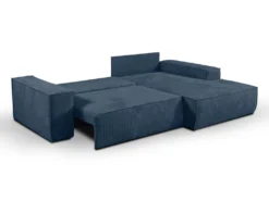 Canapé D'angle Convertible En Velours Côtelé Bleu Marine AMELIA De Pascal Morabito - Angle Droit -Canapé Soldes Boutique canape 508779