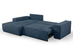 Canapé D'angle Convertible En Velours Côtelé Bleu Marine AMELIA De Pascal Morabito - Angle Gauche -Canapé Soldes Boutique canape 508789