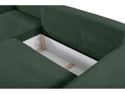 Canapé D'angle Convertible En Velours Côtelé Vert AMELIA De Pascal Morabito - Angle Gauche -Canapé Soldes Boutique canape 508799