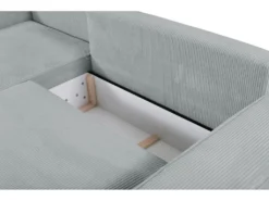 Canapé D'angle Convertible En Velours Côtelé Gris Clair AMELIA De Pascal Morabito - Angle Gauche -Canapé Soldes Boutique canape 508809