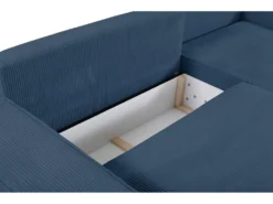 Canapé D'angle Convertible En Velours Côtelé Bleu Marine AMELIA De Pascal Morabito - Angle Droit -Canapé Soldes Boutique canape 508813