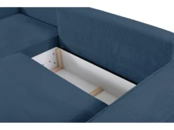 Canapé D'angle Convertible En Velours Côtelé Bleu Marine AMELIA De Pascal Morabito - Angle Gauche -Canapé Soldes Boutique canape 508817