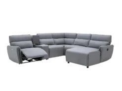 Canapé D'angle Panoramique Droit Relax électrique Modulable En Tissu Gris CAMBODIA -Canapé Soldes Boutique canape 513529