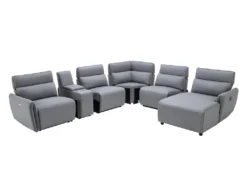 Canapé D'angle Panoramique Droit Relax électrique Modulable En Tissu Gris CAMBODIA -Canapé Soldes Boutique canape 513535