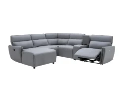 Canapé D'angle Panoramique Gauche Relax électrique Modulable En Tissu Gris CAMBODIA -Canapé Soldes Boutique canape 513545