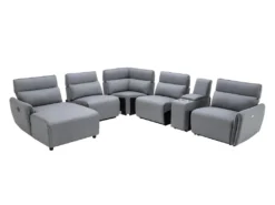 Canapé D'angle Panoramique Gauche Relax électrique Modulable En Tissu Gris CAMBODIA -Canapé Soldes Boutique canape 513551
