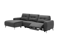 Canapé D'angle Gauche Relax électrique En Tissu Gris NERUDA -Canapé Soldes Boutique canape 513581