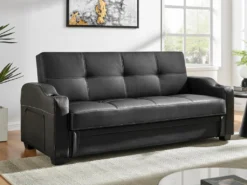 Canapé Convertible Clic Clac En Simili MIRELLA - Noir