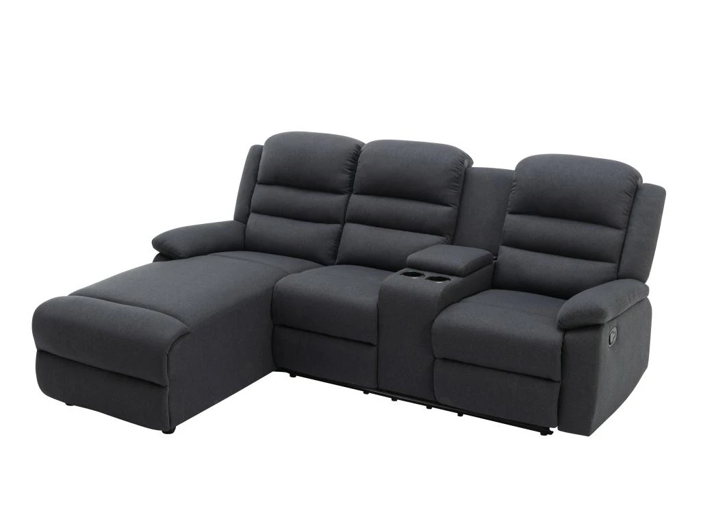 Canapé D'angle Gauche Relax En Tissu Anthracite MACEDONIA 4 Canapé D'angle Gauche Relax En Tissu Anthracite MACEDONIA – Image 4