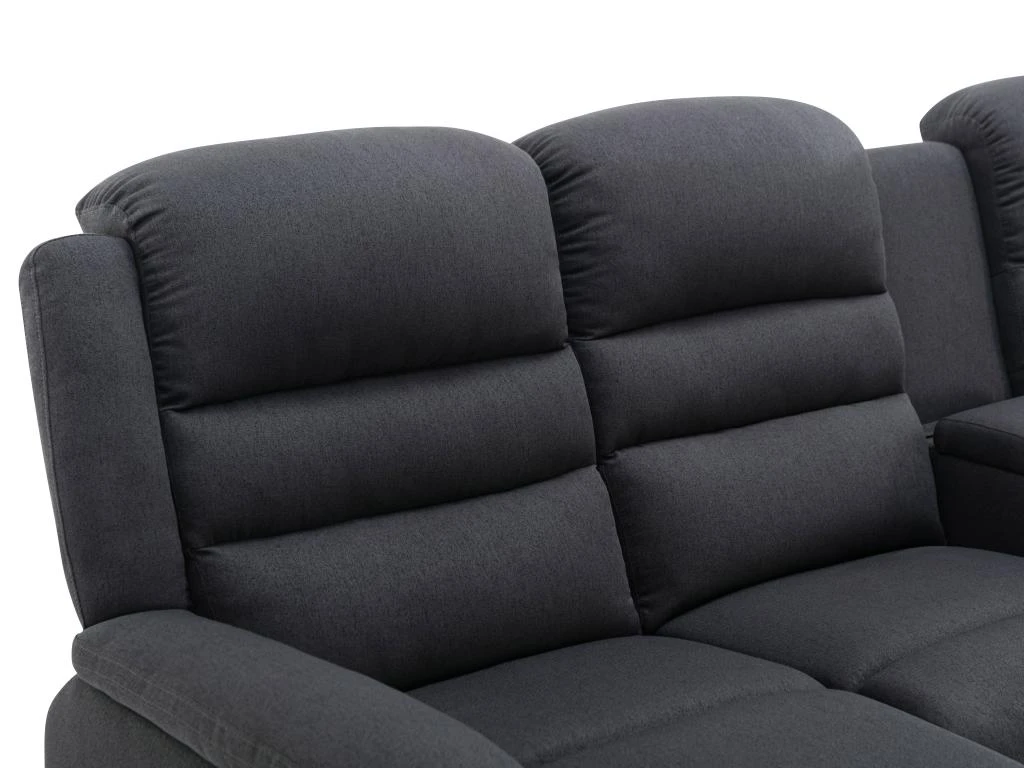 Canapé D'angle Gauche Relax En Tissu Anthracite MACEDONIA 7 Canapé D'angle Gauche Relax En Tissu Anthracite MACEDONIA – Image 7