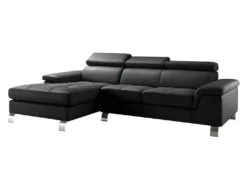 Canapé D'angle Cuir MISHIMA - Noir - Angle Gauche -Canapé Soldes Boutique canape 6628