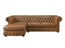 Canapé D'angle Gauche Chesterfield BRENTON 100% Cuir De Buffle Premium - Caramel Vintage -Canapé Soldes Boutique canape 673565