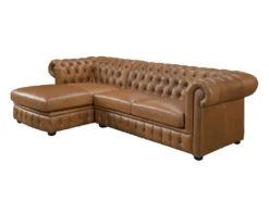 Canapé D'angle Gauche Chesterfield BRENTON 100% Cuir De Buffle Premium - Caramel Vintage -Canapé Soldes Boutique canape 673567