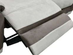 Canapé 3 Places Relax En Microfibre Gris Clair Et Bandes Marrons TALCA -Canapé Soldes Boutique canape 6815441
