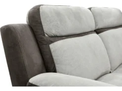 Canapé 3 Places Relax En Microfibre Gris Clair Et Bandes Marrons TALCA -Canapé Soldes Boutique canape 6815443