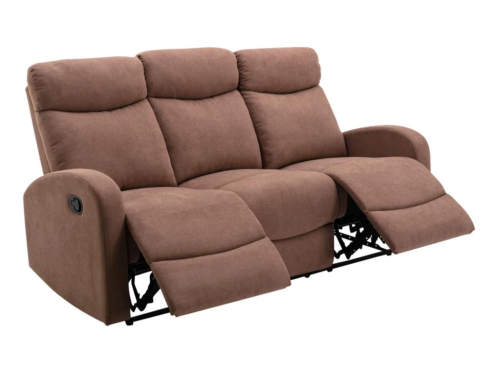 Canapé 3 Places Relax En Tissu Marron EVELYN 3 Canapé 3 Places Relax En Tissu Marron EVELYN – Image 3