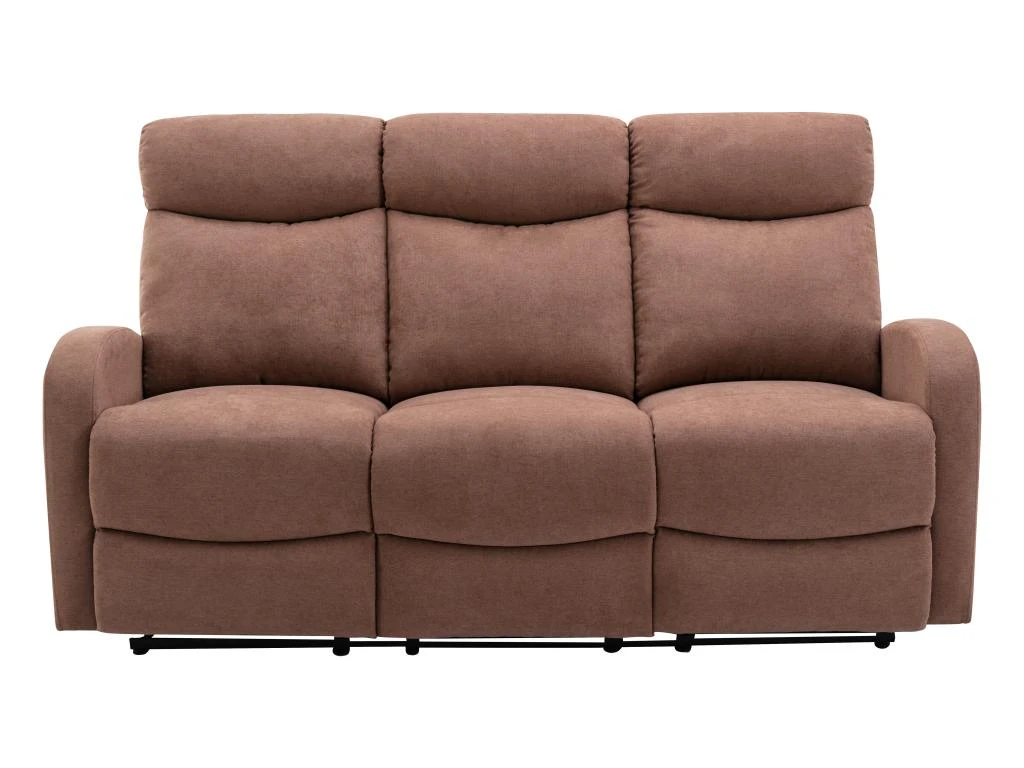 Canapé 3 Places Relax En Tissu Marron EVELYN 6 Canapé 3 Places Relax En Tissu Marron EVELYN – Image 6