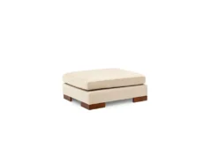 Canapé D'angle Droit En Velours Crème Et Pouf Intégré MOSKA -Canapé Soldes Boutique canape 714385
