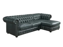 Canapé D'angle Droit Chesterfield BRENTON 100% Cuir De Buffle Premium - Vert De Gris -Canapé Soldes Boutique canape 715979