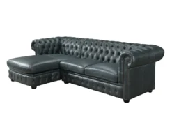 Canapé D'angle Gauche Chesterfield BRENTON 100% Cuir De Buffle Premium - Vert De Gris -Canapé Soldes Boutique canape 716297