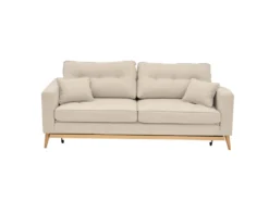 Canapé 3 Places Convertible En Tissu Crème KENZA -Canapé Soldes Boutique canape 7199967